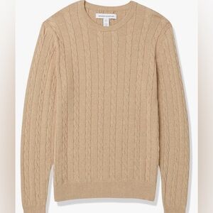 Amazon Essentials Men's Medium Crewneck Cable Cotton Sweater.